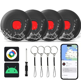 Android Tracker Tags, Smart Tags for Android, Google Certified/Works with Google's Find My/Luggage Tracker Android, Game Changer Waterproof Bluetooth Tags for Keys, Wallets, Suitcases, 4 Pack