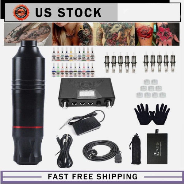 Unbranded/Generic Complete Tattoo Kit Motor Pen Machine Inks Power Supply