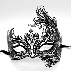 Couple Men Women Black Laser Cut Filigree Roman Greek Venetian Masquerade Mask