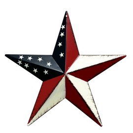 T&Garice Dimensional Metal Antique Barn Star Rustic Country Primitive Wall Decor,3D Barn Star Indoor Outdoor 4th July Wall Decoration,8 inch (Americana Star)
