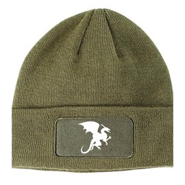 Dragon Anime Winter Knit Adult Beanie Hat Olive Green