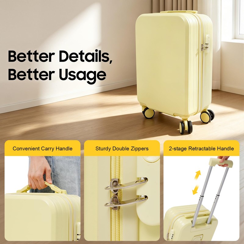 20 Inch Carry On Luggage Suitcase, Lightweight Hardshell Travel Suitcase