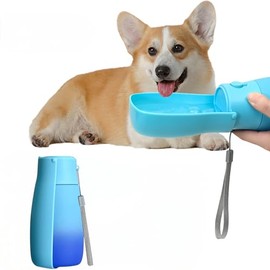 Botella de agua plegable de 180° para perro, dispensador portátil de agua para perros, a prueba de fugas, plástico de grado alimenticio, botella de agua de viaje para perros, botella de agua para