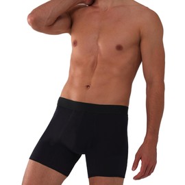 KARSWATT Washable Urinary Incontinence Underwear for Men, 5" Longer Leg Front Absorbent Boxer Brief for Bladder Control (Small, Black)