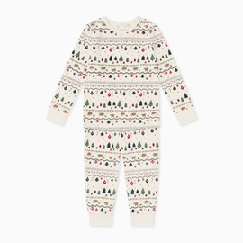 MORI Unisex Pyjamas Festive Fair Isle Organic Cotton Nightwear with Elasticated Waistband Breathable Lightweight for Toddlers 2-3 Years Comfortable Durable Sleepwear for Boys and Girls