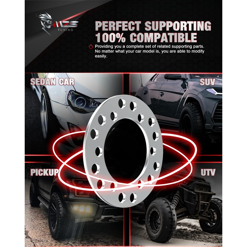 MZS Wheel Spacers, 1/2" 12mm Thick 6x135 - M14x2.0 Thread