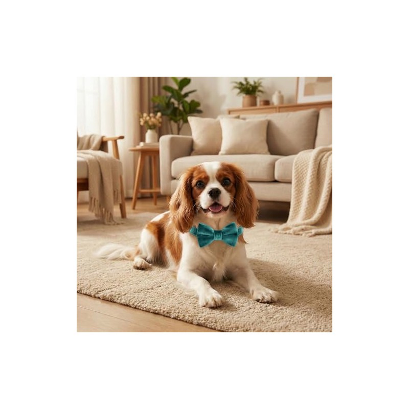 Collar para perro con pajarita, material de terciopelo suave con
