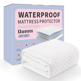 Reaks Bed Waterproof Rayon from Bamboo, Cooling Breathable Mattress Protector Fitted Mattress Pad Cover with Deep Pocket, Machine Washable - Bedding Size: Queen