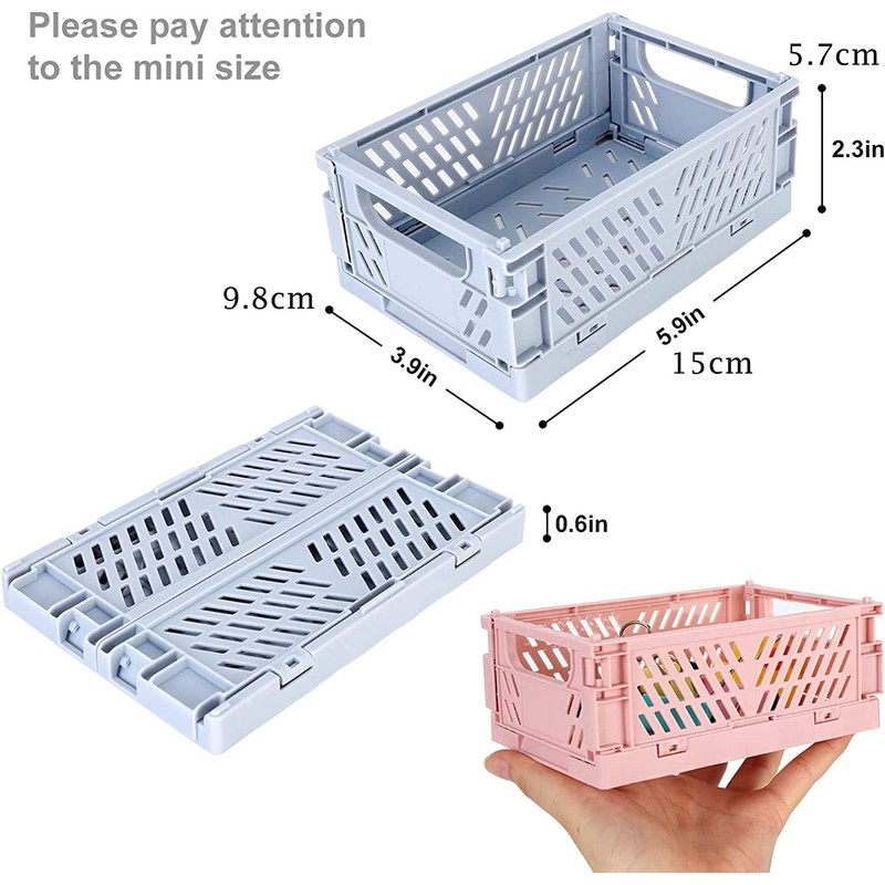 Pack of 6 Small Plastic Folding Boxes, 15 x 10
