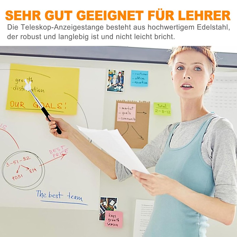 OioTuyi Extendable Stainless Steel Pointing Stick Telescope (Black) - Index