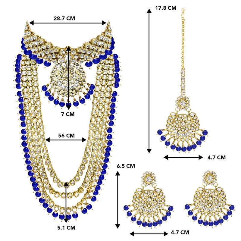 Aheli Boda India Kundan Beaded Heavy Bridal Long Gargantilla Collar