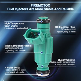 FIREMOTOO Fuel Injectors Pack of 6 4 Holes Compatible with Kia Optima 2.5L V6 2001 2.7L V6 2002-2006 Sportage 2005-2010 Rio 2006-2010 for Hyundai Santa Fe 2001-2006 Sonata 2002-2005 Tiburon 2003-2008