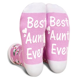 ANOTION Funny Socks - Valentines Gifts for Aunt Best Auntie Ever Gift from Niece Nephew for Birthday, Thanksgiving, Christmas