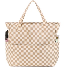 LEDAOU Large Beach Tote Bag Women Waterproof Sandproof Zipper Beach Tote Bag for Pool Gym Grocery Travel with Wet Pocket