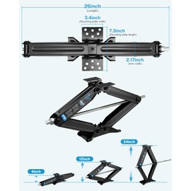 Kohree 6500lbs Heavy Duty RV Stabilizer Jacks 2 Pack, 24 Inch Leveling Scissor Jack for Travel Trailer Camper, with Crank Handle and Drill Socket