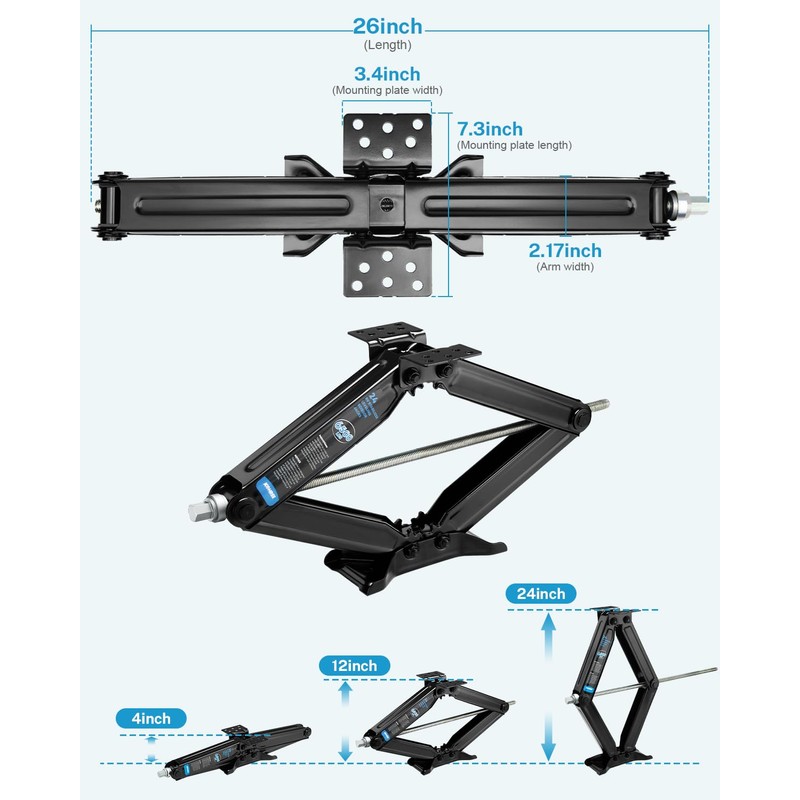 Kohree 6500lbs Heavy Duty RV Stabilizer Jacks 2 Pack, 24