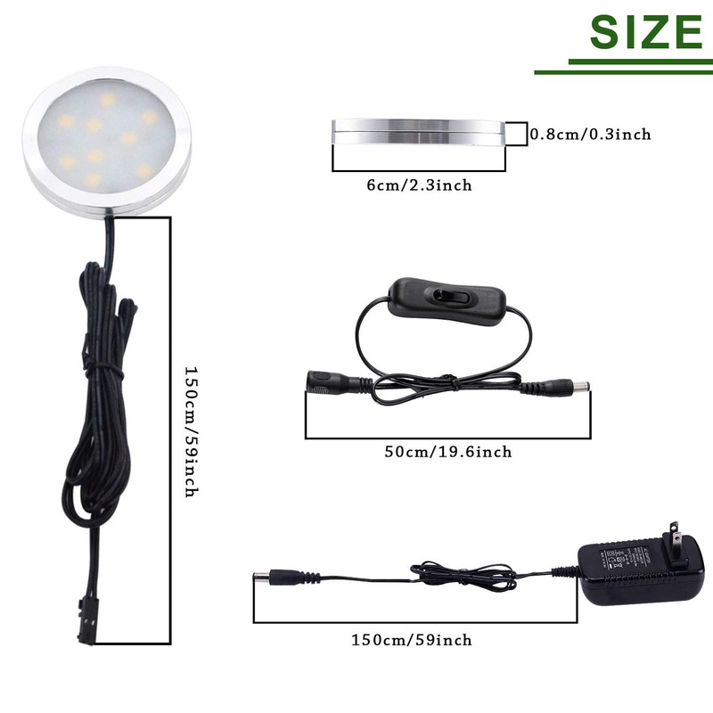 AIBOO 12V LED Under Cabinet Lighting Kit 3 Packs Slim