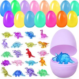 QBZHWN Easter Eggs Filled with Dinosaur Toys Easter Egg Fillers Plastic Surprise Eggs Easter Basket Stuffers Easter Egg Hunt Classroom Prize Party Favors for Kids Boys Girls