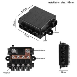 Fuse Holder for 1 x Mega + 4 x Midi Fuses, Polyamide Housing with Cover, Power Distribution Fuse, Fuse Holder for High and Medium Circuits, Car, Boat, Suv, Truck, Style B