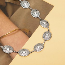 ILuvatar metal belt for women Antique Silver chain Western Women's Belt punk belt 47" F11