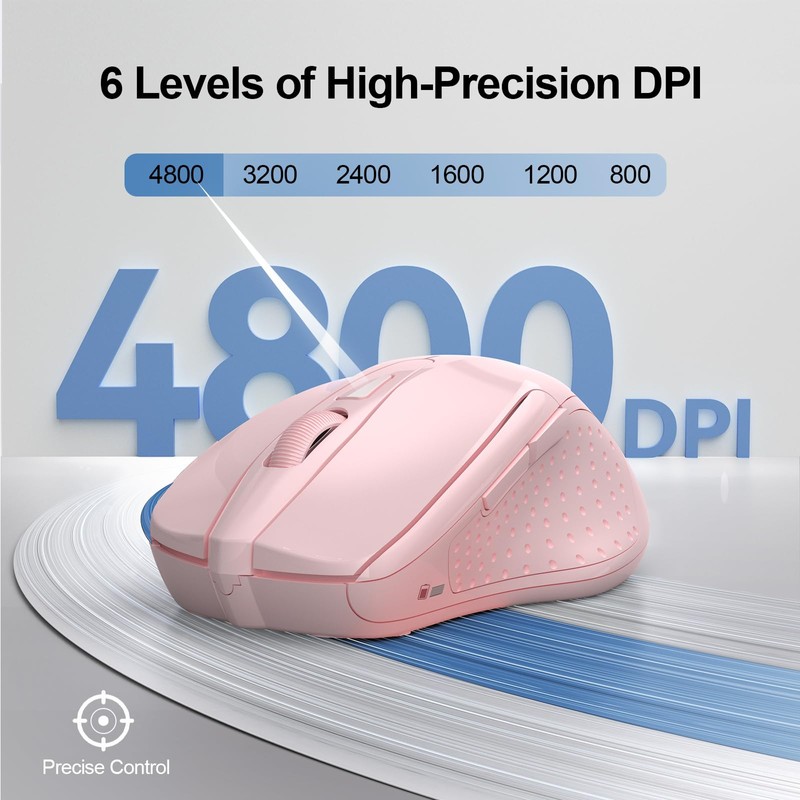 TECKNET Wireless Mouse (2.4G & BT5.0/3.0) Silent 4800 DPI Computer