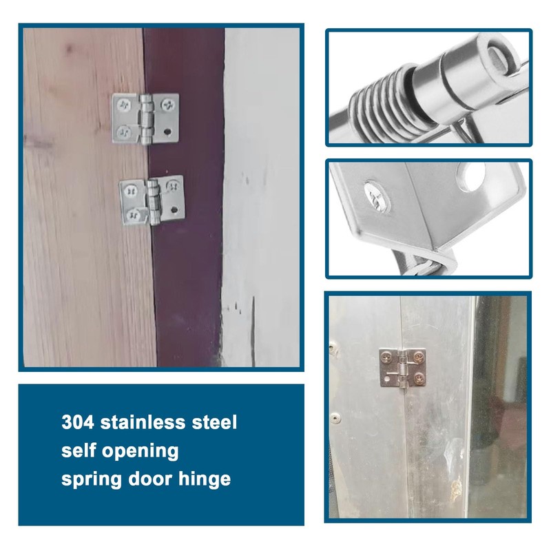 Micro Traders 4PCS Self-Opening Spring Hinges 304 Stainless Steel Spring