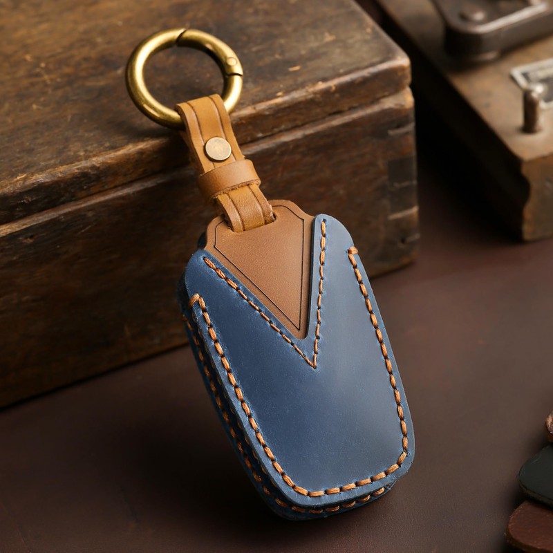 Aoocar 4 Button Genuine Leather Key Fob Cover, for Toyota