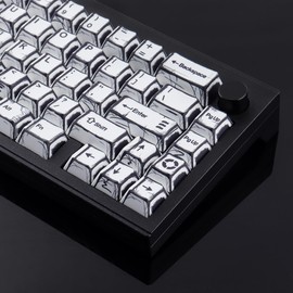 PBT Keycaps,136 Keys Japanese Manga White Keycaps, Minimalist Retro Style Cherry Profile Dye-Sublimation Custom Keycap for Cherry Gateron MX Swithes ISO/ANSI Layout Mechanical Keyboards