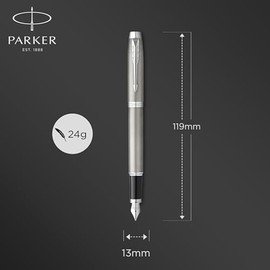PARKER IM Pluma estilográfica | acero inoxidable con detalles cromados | punta fina con tinta azule | caja para regalo