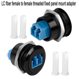 QIANRENON LC Fiber Embedded Threaded Fixed Mount Adapter LC Female to Female Panel Mount Network Connector Module LC Duplex Singlemode,Installed in Equipment Cabinet Panel Desktop Ground Plug