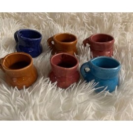 12x mini tequila shots multi colored Mexican tequileros Cantaritos Jarritos