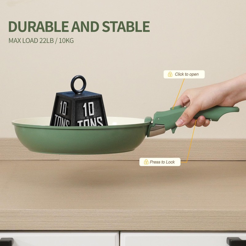 BECIGAR 8PCS Ceramic Cookware,Nonstick Ceramic Pan, Removable Handle Pots and