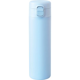 Wahei Freiz RH-1699 Dishwasher Safe Seamless Water Bottle, 16.9 fl oz (500 ml), Light Blue, One-Touch Stopper, Vacuum Insulated Bottle, Hot or Cold