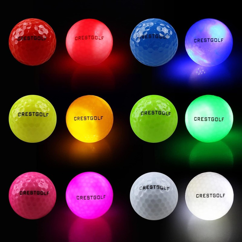 Crestgolf Glowing Golf Balls Night-Glowing Balls Light Up in the