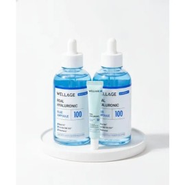 WELLAGE Real Hyaluronic Blue 100 Ampoule 60ml x 2 (+ 20ml soothing cream included) 1412495 / WELLAGE 리얼 히알루로닉 블루 100 앰플 60ml 2개 (+수딩크림 20ml 증정) 1412495