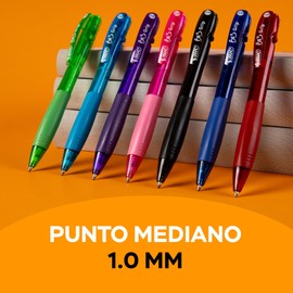 BIC Bolígrafo BU3 Medium Point 1.00 mm Retráctil Clip de Plástico Mejor Agarre Escritura Suave y Colorida Pen 3 Piezas Negro.