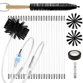 30 Feet Chimney Brush Cleaning Kit 6" Heavy Duty Brush 23 Flexible Rods Compatible with Power Drill Particle Furnace Cleaning Brush, Ideal for Chimney, Fireplace, Flue, Dryer Vent & Sewage Pipe