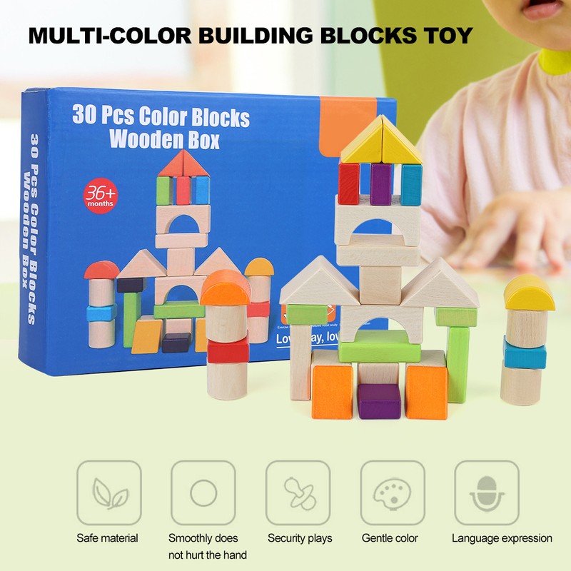 MultiColor Building Blocks Toy Wooden Boxed Children Kid Educational Toy