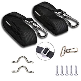 2 Pcs Adjustable Bimini Top Straps Black, Marine Tension Tie Down Webbing Straps with Loop Snap Hooks + Pad Eye Straps,28"~60" Stainless Steel Boat Awning Hardware