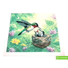 Hummingbird Love, Quilling Card 3D - Unique Dedicated Handmade, Design Greeting Card for Birthday, Valentine's Day, Mothers Day, Spring, Fathers Day, Graduation, Wedding, Anniversary, Thank You, Get Well, All Occasion | 6" x 6"