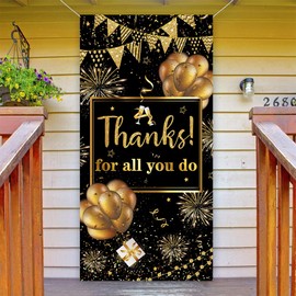LOONELO Thanks for All You Do Door Cover with 70.8"X35.4", Thank You Banner Background Sign for Staff Teachers Professors Doctors Photo National Nurse's Day Party Decorations