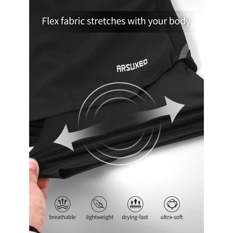 ARSUXEO Men's 2 in 1 Active Running Shorts with 2