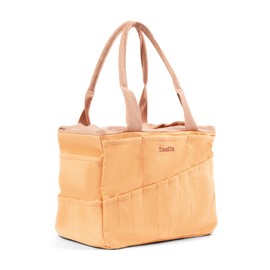 Soolla Studio Bag: Art Supply Storage Organizer & Pottery Tool Bag, Washable Craft Tote, Knitting Yarn Bag, Crochet Project Bag, 30 Pockets, 15+ Canvas Colors, Artist Bag for Adults (Creamsicle Crush)