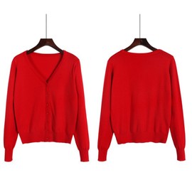 zuevi Women's V-Neck Sweater Knit Long Sleeve Solid Cardigan for Spring, Autumn and Winter, white