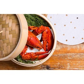 100 Pack Air Fryer Sheets, 8 Inch Bamboo Steamer Liner, Parchment Paper Rounds (White)