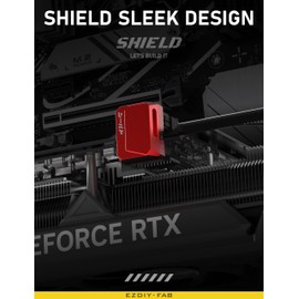 EZDIY-FAB PCIe 5.1 Adapter - 600W 12+4pin,16pin 12VHPWR GPU Power Connector,12V-2x6 GPU Adapter,90 Degree Right Angle - Compatible with RTX 3090Ti, 4070Ti, 4080, 4090 GPU - STD Type, Red, 1 Pack