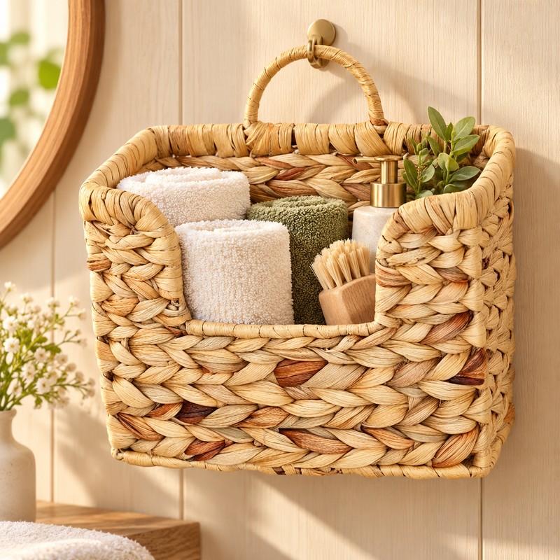 Handwoven Wicker Wall Basket for Everyday Storage – Space-Saving Rustic