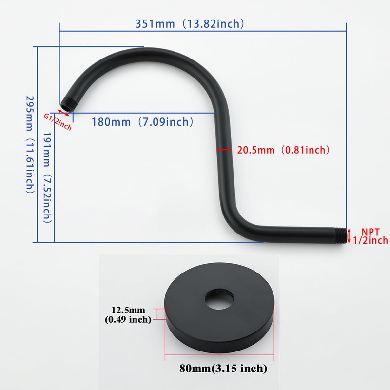 SWHYGER Wall Mounted Shower Arm Extension Head Holder Stainless Stee