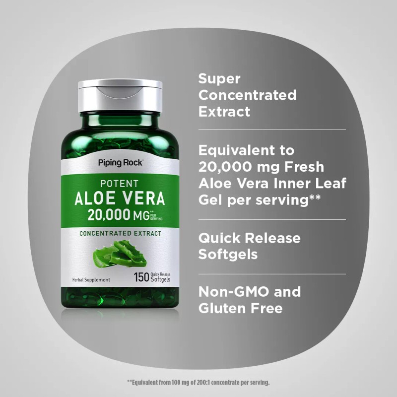 Piping Rock Aloe Vera Capsules | 20000mg | 150 Softgels