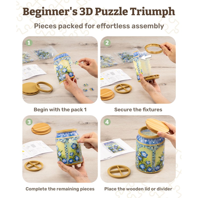 PieceRelax 3D Puzzle Jar 128 Plastic Pieces for Adults -